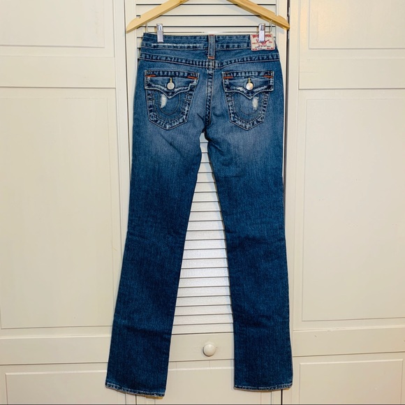 $398 True Religion Patchwork Distressed Jeans - Picture 4 of 7